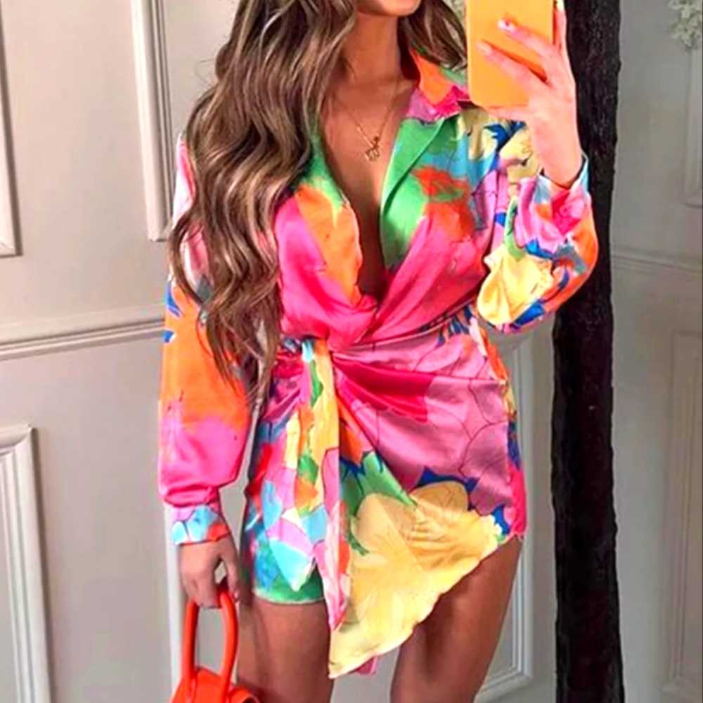 Silk Collar Wrap Dress